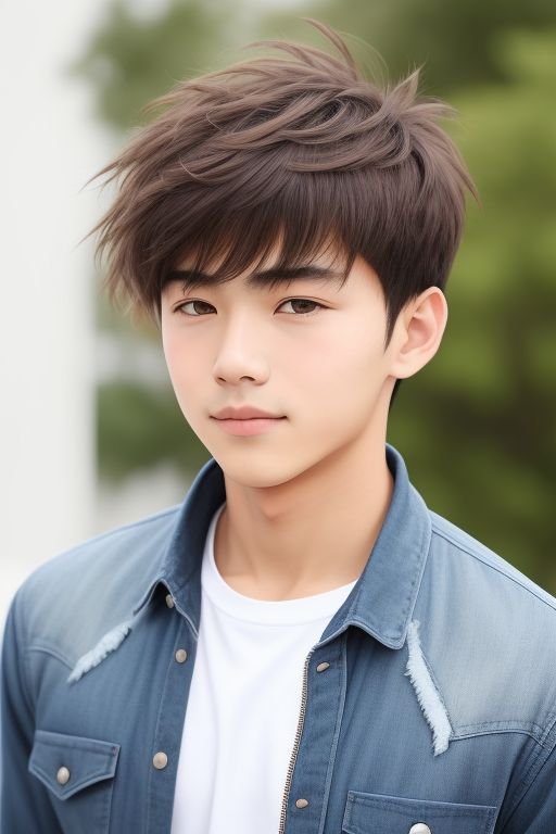 Boy with a messy fringe hairstyle, showing off a cool and casual vibe.