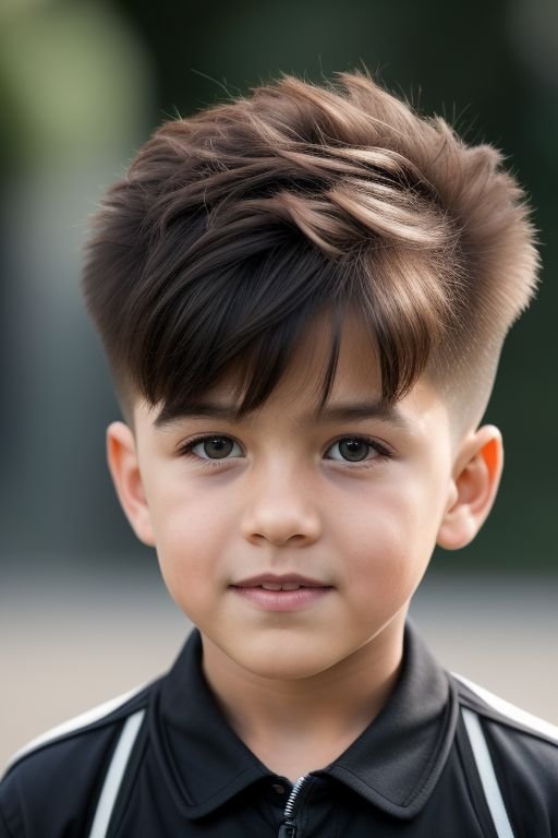 kid with a stylish drop fade with quiff hair style